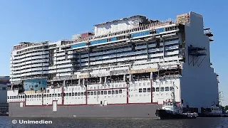 AIDAcosma | time lapse float out mega block at MEYER WERFT shipyard in Papenburg | 4K-Quality-Video