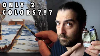 How to Paint a Landscape Painting with ONLY TWO COLORS!