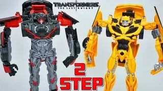 Transformers the Last Knight 2 Step Flip Changers Hot Rod and Bumblebee Change 360 Degrees