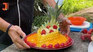 Edible FRUIT CENTERS for BEGINNERS | My tricks to cut fruit easy by J. Pereira Art Carving