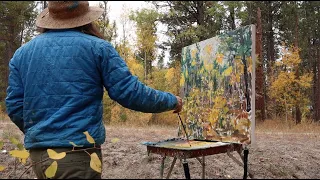 Plein Air and Studio Oil Painting: Autumn Aspens