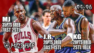 Michael Jordan vs Kevin Garnett & Isaiah Rider Highlights (1996.02.27)-75p all, Schooling KG and JR!