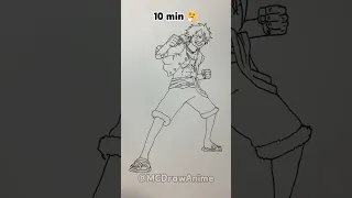 How to Draw Luffy in 10sec, 10mins, 10hrs 😍#shorts #anime #drawing