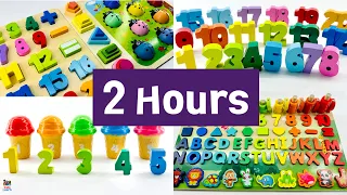 2 HOURS of the BEST Toy Learning Video for Kids to Count 1-20, Colors, Alpha ABCs & SHAPES Toy FUN!