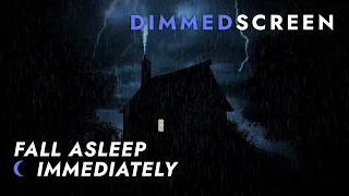 Heavy Rainstorm and Deep Thunder Sounds Outside a Cozy Cottage - Dimmed Screen | Sleep Immediately