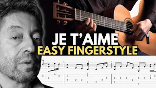 (Free PDF) Je T'aime Fingerstyle Tab - Easy Version For Beginners