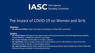 IASC Briefing on “The Impact of the COVID 19 Pandemic on Women and Girls”