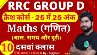 Group D Maths क्रैश कोर्स Class - 10 | Speed, Time & Distance | Maths short tricks for railway group