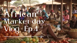 Rural African village market day in Kenya flag. East Africa | Shopping for food.