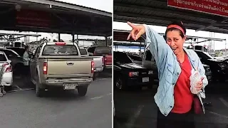 Woman Saves Parking Space By Standing There