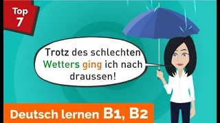 Learn German B1, B2 / genitive / obwohl - trotz - trotzdem / prepositions / adjective declension