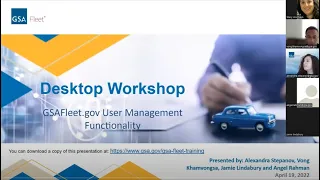 GSA Fleet Desktop Workshop: GSAFleet.gov User Management Functionality