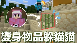 【Minecraft】變身物品躲貓貓 邊跑邊變都沒被發現!?[NyoNyo妞妞日常實況]