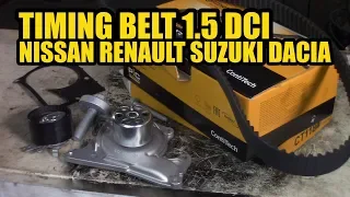 How to replace a timing belt and waterpump 1.5 DCI Nissan Renault Suzuki Dacia