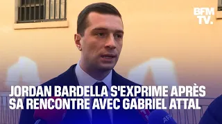 Jordan Bardella s'exprime après sa rencontre avec Gabriel Attal à Matignon