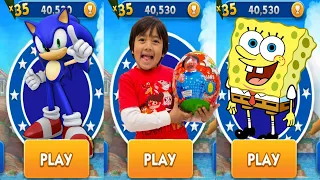 Sonic Dash vs Tag with Ryan vs Spongebob: Sponge on the Run - All Characters Unlocked Gameplay