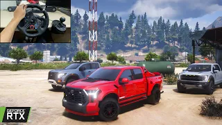 GTA 5 - 2022 Toyota Tundra | OFFROAD CONVOY | Steering wheel gameplay