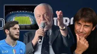 Conferenza De Laurentiis: Conte, stadio Maradona e Kvara, sentite cosa dice! 🎙️ | VIDEO INTEGRALE
