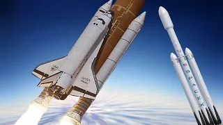 Falcon Heavy & Space Shuttle Launch (Side-By-Side Comparison)