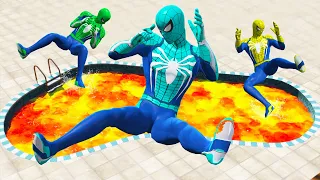 GTA 5 Rainbow Spiderman Jumping Into Lava Pool (Ragdolls/Euphoria Physics) #8