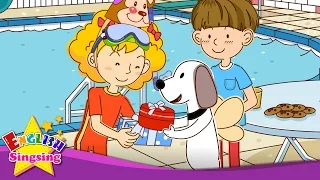 [Can] Happy birthday! Can you swim? - Easy Dialogue - English video for Kids.