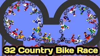 32 Country Motorbike & 31 Elimination Dirt Bike Race Tournament in Algodoo - Motocross Racing