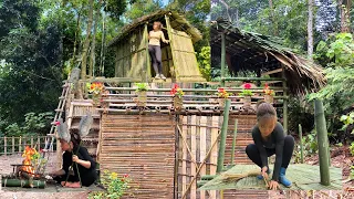 full video : build a bamboo house, how to make a house with bamboo, building a farm alone