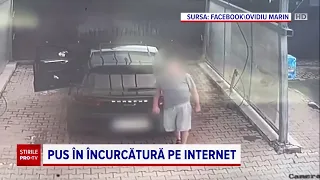 Șoferul unui Porsche, filmat când fură o găleată și un mop dintr-o spălătorie auto din Brașov