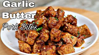 Quick and Easy Garlic butter Pork Bites | You Won't Make Pork Chops Any Other Way