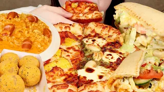 리얼Mukbang) 까르보 불닭, 뿌링 치즈볼, 노모어 피자, 옥수수새우피자, 바질마스카포네뇨끼피자, 서브웨이