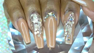 Acrylic Nails Tutorial - Acrylic Nails for Beginners - True Nude Coffin Shaped Nails with Nail Forms