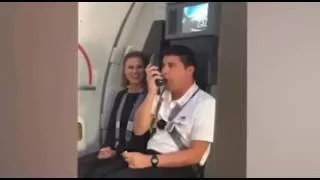 Funny flight attendant gives instructions using Looney Tunes voices