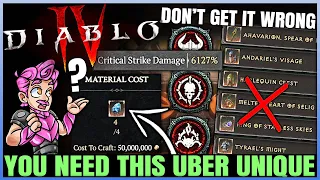 Diablo 4 - Get THIS Now - New Best Uber Unique in Game - BROKEN Damage Uber Uniques For Every Class!