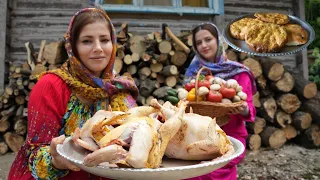 IRAN! Rural Recipe of Chicken Lavangi and fresh Penjayish Bread in Tandoor ♧ Village Cooking