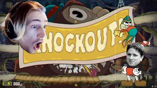 Streamers react to FAKE KNOCKOUT in CUPHEAD DLC!