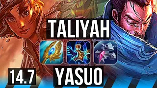 TALIYAH vs YASUO (MID) | Comeback, 74% winrate, 51k DMG, 9/5/19 | KR Diamond | 14.7
