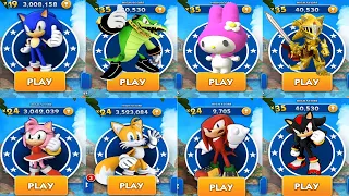 Sonic Dash All 52 Characters Unlocked - Movie Sonic Movie Knuckles Werehog Baby Sonic Tails Amy