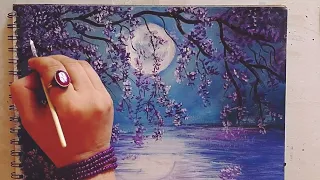 Full Moon Painting | Moonlight Acrylic Painting Step by Step Tutorial