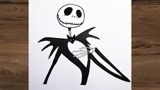 How to draw JACK SKELLINGTON - The Nightmare Before Christmas │ EASY drawing for beginners