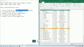 How to Auto Adjust Rows and Columns in Excel 2007, 2010, 2013, 2016, 2019