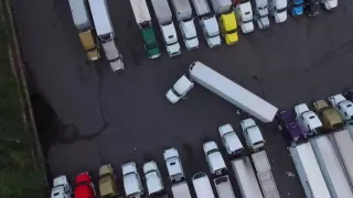 Backing fail in tight truck stop