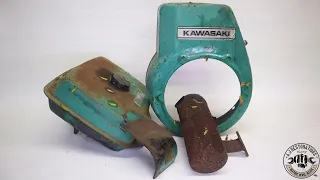 Vintage 4 KW Kawasaki Cowling, Exhaust and Fuel tank restoration.