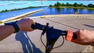 HX X9 E-scooter ride | Lucavsala Island | 4K | Riga, Latvia 2022