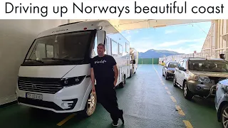 Driving up Norways beautiful coast on RV17 in our Adria Sonic motorhome. Motorhome vlog norway