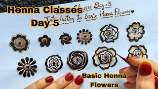Henna Classes Day 5 | Introduction to Basic Henna Flowers| Henna Classes By Thouseens/ Learn henna