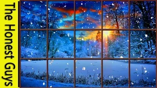 WINTER WINDOW SNOW SCENE (4K) - Living Wallpaper with Ambient Fireplace Sounds