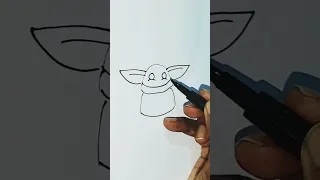 How to Draw a Cute Cartoon Baby Yoda (Kawaii / Chibi) Easy Step by Step Drawing Tutorial #art #cute