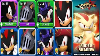 Sonic Dash vs Forces vs Boom - All 8 Shadow Skins - New Skin Will be Super Shadow in November