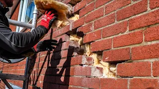 Bricklaying - Repairing a Crack  In a Brick Wall