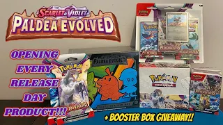 PALDEA EVOLVED IS HERE!!! Opening EVERY PALDEA EVOLVED Release Day Product! + GIVEAWAY!!